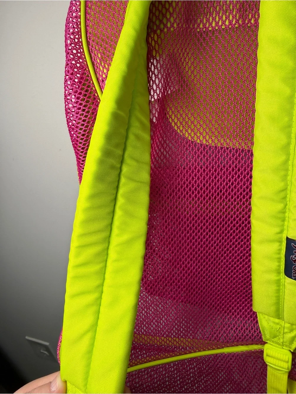 JanSport Mesh Pack Backpack Pink Neon Yellow See-Through Sz OS
